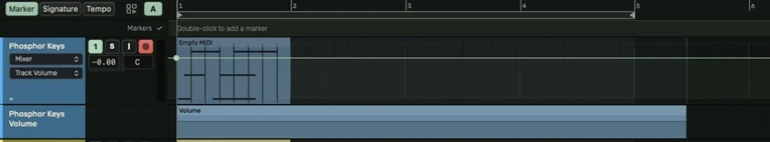 Phosphor automation line and Track Volume selector on a MIDI track